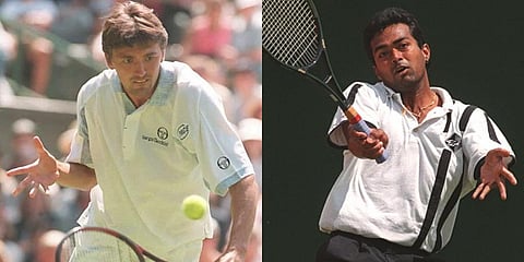 2001 Wimbledon champ Goran Ivanisevic (L) and 18-time Grand Slam champ Leander Paes (File Photo | AFP)