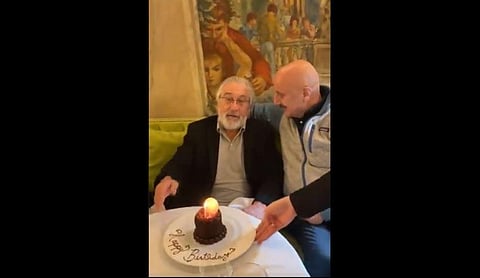 Anupam Kher celebrates 65th birthday with Hollywood actor Robert De Niro. (Photo | Twitter)