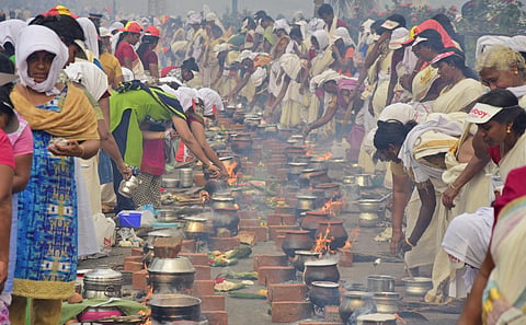 Devotees offering pongala as part of Attukal Pongala last year. (Photo | B P Deepu, EPS)
