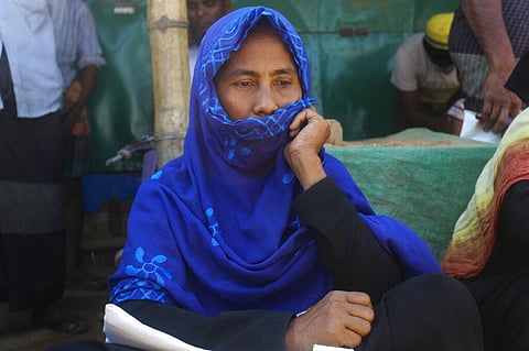 In this Wednesday, April 1, 2020, photo, Golforaj Begum, a 54-year-old Rohingya refugee, sits at the Kutupalong refugee camp, Cox’s Bazar, Bangladesh. (Photo | AP)