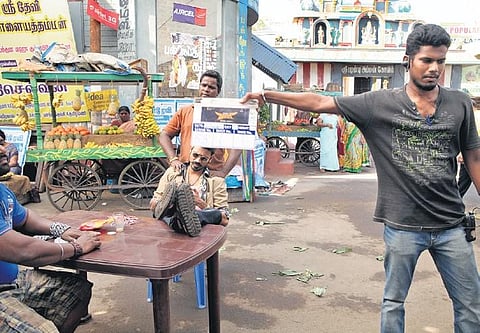 Rajakumar with Dhanush in the sets of Maari