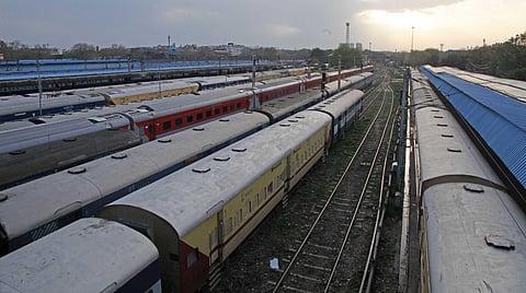 Trains parked at Delhi Jn. railway station during ongoing lockdown. (Photo | Anil Shakya, EPS)