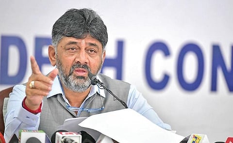 KPCC president D K Shivakumar at the party head office on Saturday | Meghana Sastry