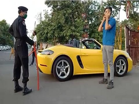 The man was made to do sit-ups by a council member after getting out of the car. (Photo | ANI)
