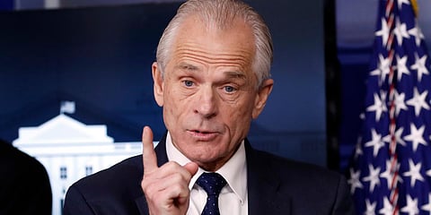 White House trade advisor Peter Navarro, who is now serving as national defense production act policy coordinator, speaks about the coronavirus pandemic. (File photo| AP)