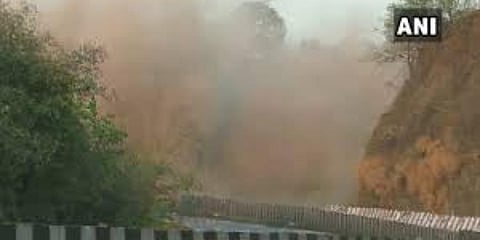 Amrutanjan Bridge has not been in use since a long time, but its pillars were coming in the way of the vehicular movement. (Photo | ANI)