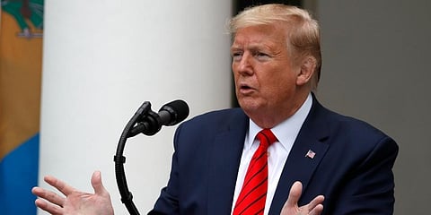 US President Donald Trump speaks during a press briefing in the Rose Garden of the White House. (Photo | AP)