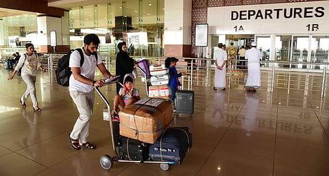 Passengers outside Cochin International Airport. (Photo | Express)