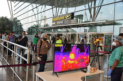 Passengers at the Kempegowda International Airport (Photo | Meghana Sastry, EPS)