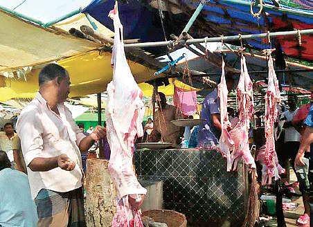 Mutton being sold at a market.