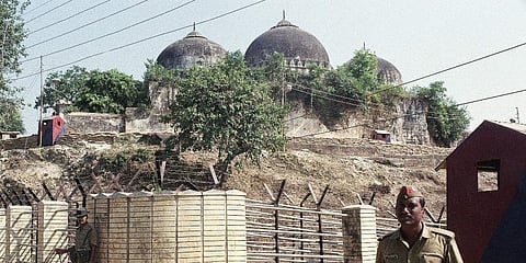 Babri Masjid in Ayodhya before it was demolished by kar sevaks on December 6, 1992. (File Photo | AP)