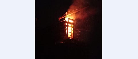 The screengrab of the Kochi blaze (Photo | Shibu BS)
