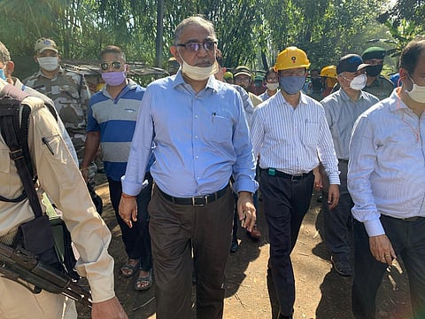 OIL CMD Sushil Chandra Mishra visiting the blowout site