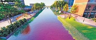 A 3D image of the canal with canal edge beautification