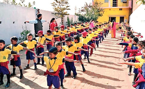 Disappointed by the poor education standard in schools in Dhanbad, Dev Kumar Verma started three schools — Pathshala where students are given free education (Photo | EPS)