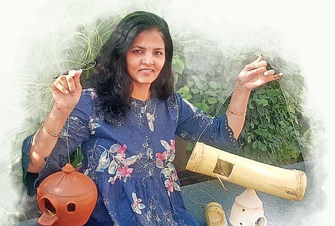 Kokila Ramesh Jain displays varieties of sparrows nests installed in Mysuru 