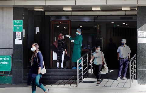 People being checked by thermal device at Sir Ganga Ram Hospital in the wake of coronavirus pandemic in New Delhi. (Photo | Anil Shakya, EPS)