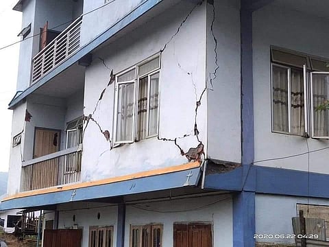 A building damaged in the Earthquake in Mizoram. (Photo | Express)