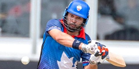Yuvraj Singh in action during the  Global T20 Canada. (Photo | Global T20 Canada Twitter)
