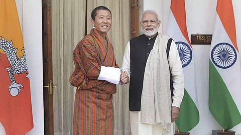 PM Narendra Modi with his Bhutanese counterpart, Lotay Tshering (File Photo | PTI)
