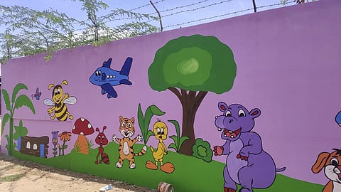 Teachers of Pattampoochi have changed six government schools as colorfully through their painting skills in Coimbatore region during lockdown period. (Photo | EPS)