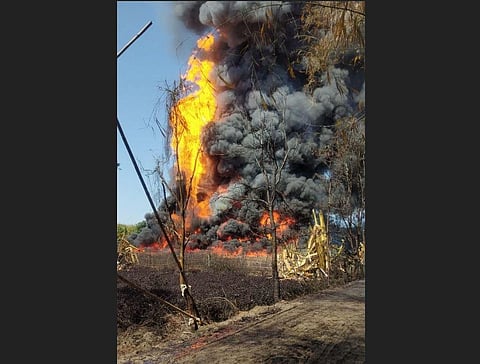Explosion at site of blowout in Assam. (Photo| EPS)