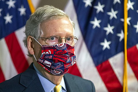 Senate Majority Leader Mitch McConnell, R-Ky., listens to questions during a news conference following a GOP policy meeting on Capitol Hill, Tuesday, June 30, 2020, in Washington. (Photo | AP)