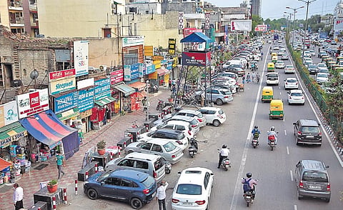 Cars parked at Yusuf Sarai market in New Delhi. (Representational Photo | Shekhar Yadav, EPS)
