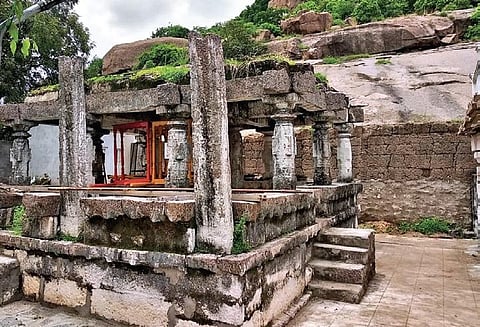 Centuries-old kalyana mandapam at Sri Laxminarsimha Swamy temple in Karimnagar