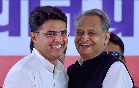 Dy CM Sachin Pilot and Rajasthan CM Ashok Gehlot. (File photo | PTI)