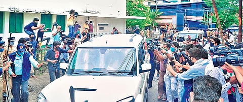Key suspects in the gold smuggling case Swapna Suresh and Sandeep Nair, who were taken into custody in Bengaluru on Saturday, being brought to the NIA office in Kochi on Sunday  | A Sanesh