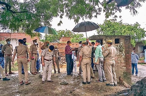 Special Investigation Team visits the Bikru village in Kanpur, where eight policemen were killed by gangster Vikas Dubey, on Sunday | PTI