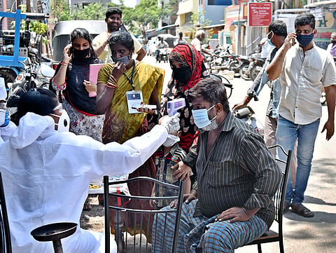 A fever clinic to test for COVID-19 on the streets of Kaladipet in Chennai. (Photo |  EPS/P Jawahar)