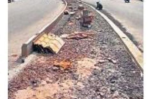 Road widening work in progress at  Kodinada in Balaramapuram