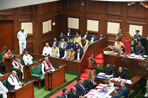Governor Anusuiya Uikey addressing Chhattisgarh Assembly. (File Photo | Express)