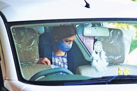 Soumya, wife of Swapna’s associate  Sandeep, arrives at office of the Commissioner of Customs (Preventive) in Kochi on Wednesday  | Express