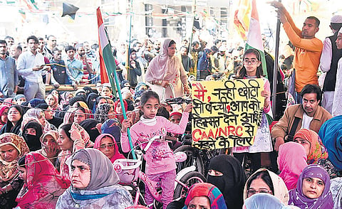 Anti-CAA protesters at Delhi’s Shaheen Bagh protesting in February. (File Photo | EPS)