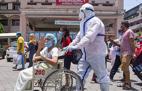 An elderly woman being discharged from a hospital in Indore (File Photo | PTI)
