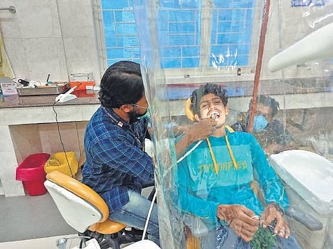 Further contributions The students have come up with an  ‘Aerosol Containment Box for lathes’ which also helps in preventing dentists from getting infected. The team also  delivered 35 face shields to