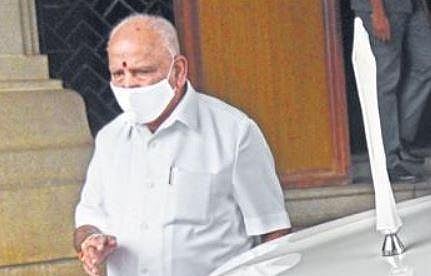 Chief Minister B S Yediyurappa leaves after attending a cabinet meeting. He is expected to travel to Delhi in the second week of September | Nagaraja Gadekal