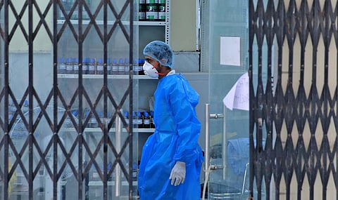 Medical staff wearing personal protective equipment (PPE) at a testing centre. (Photo | Shekhar Yadav, EPS)