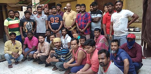 Group of Indian migrants in Kuwait including those from Andhra Pradesh and Telangana. (Photo| EPS)