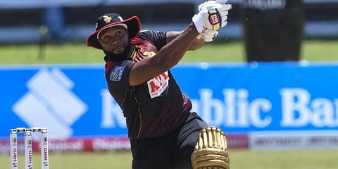 Kieron Pollard of Trinbago Knight Riders plays a shot during a CPL T20 match. (Photo| CPL T20 website)