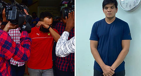 Pratik Shetty and Aditya Agarwal, who got arrested  in connection with the Sandalwood drug racket. (Photo | Express)