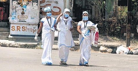 Representational image of ASHA workers engaged in COVID-19 duty(Photo | S Senbgapandiyan, RVK Rao, EPS)