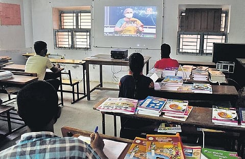 Some of the government schools arranged TV sets for students so that they don’t miss out on classes due to lack of facilities at home