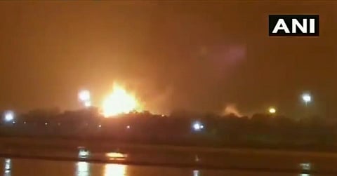 Fire at  Surat ONGC's Hazira plant. (Photo | Twitter screengrab)