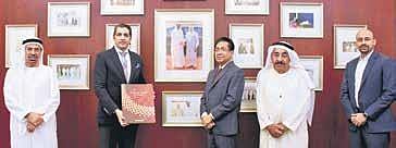 Mustafa Mohammed Ahmed Al Shareef,  Jassim Mohammed Ibrahim Al Hasawi Al Tamini, Dr Aman Puri, Consul-General of India in Dubai, Joyalukkas group executive director John Paul Alukkas and Joy Alukkas,