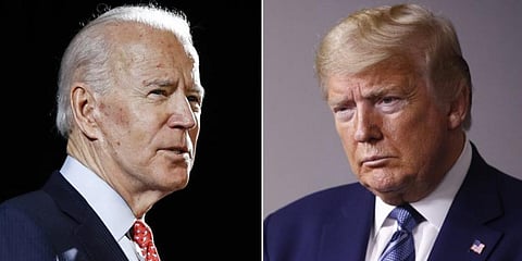 Donald Trump’s attacks on Joe Biden (L) have been scattershot and inconsistent, frustrating some Republicans who believe he has squandered repeated opportunities to define his rival. (Photo | AP)