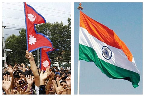 Flags of Nepal (Left) and India (File photos | PTI)